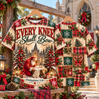 Every Knee Shall Bow Christian Christmas Patchwork All Over Print Shirt