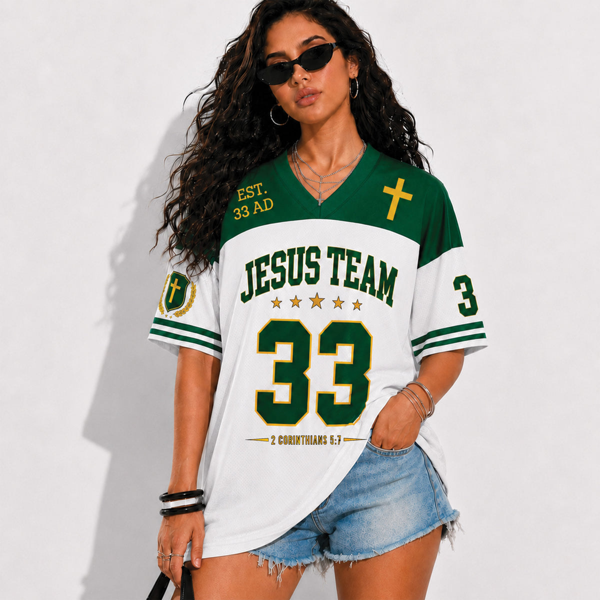 Jesus Team Christian Football Jersey, Walk By Faith Christian Shirt
