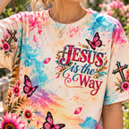 Jesus Is the Way Christian Floral All Over Print Shirt