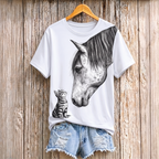Horse and Cat All Over Print Shirt, Animal Lover T-shirt