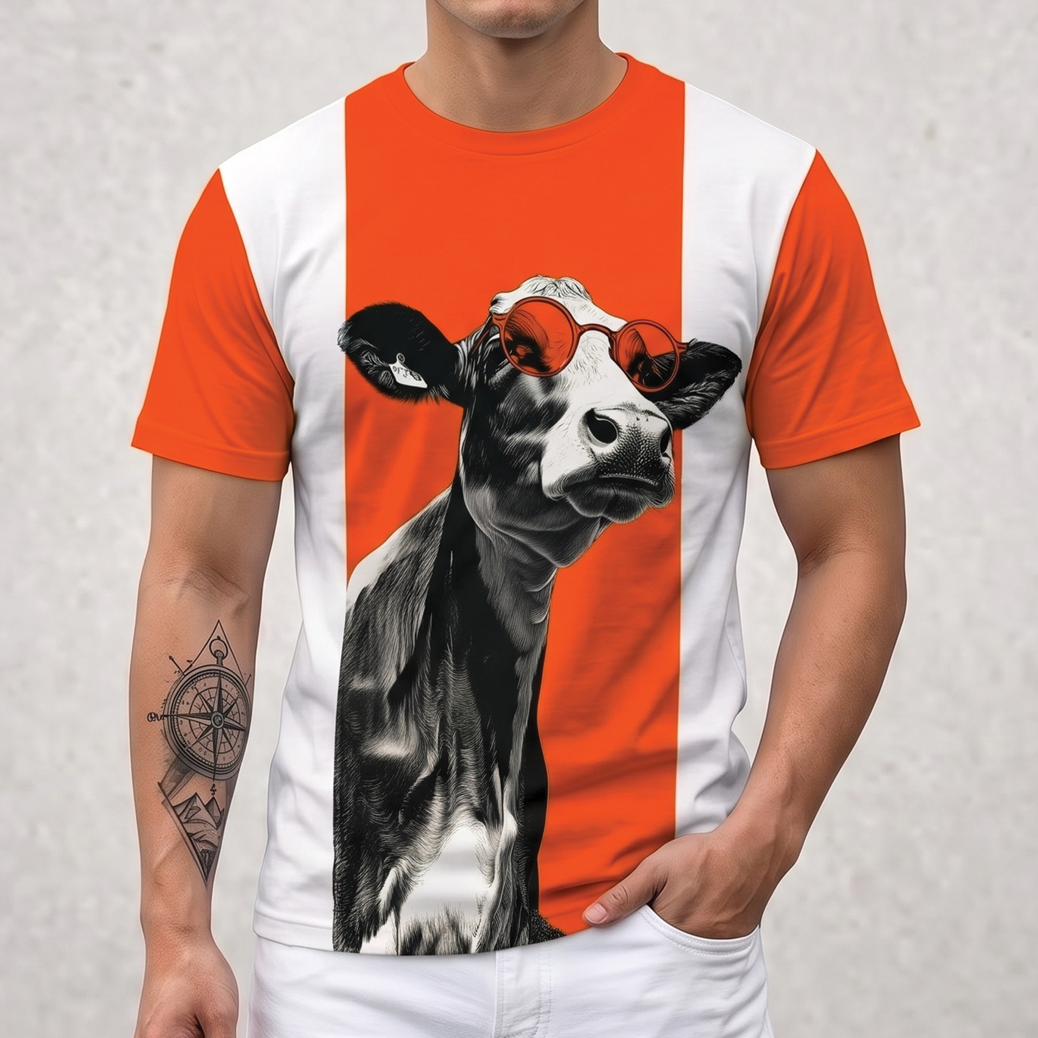 Pop Art Cow with Sunglasses All Over Print Shirt