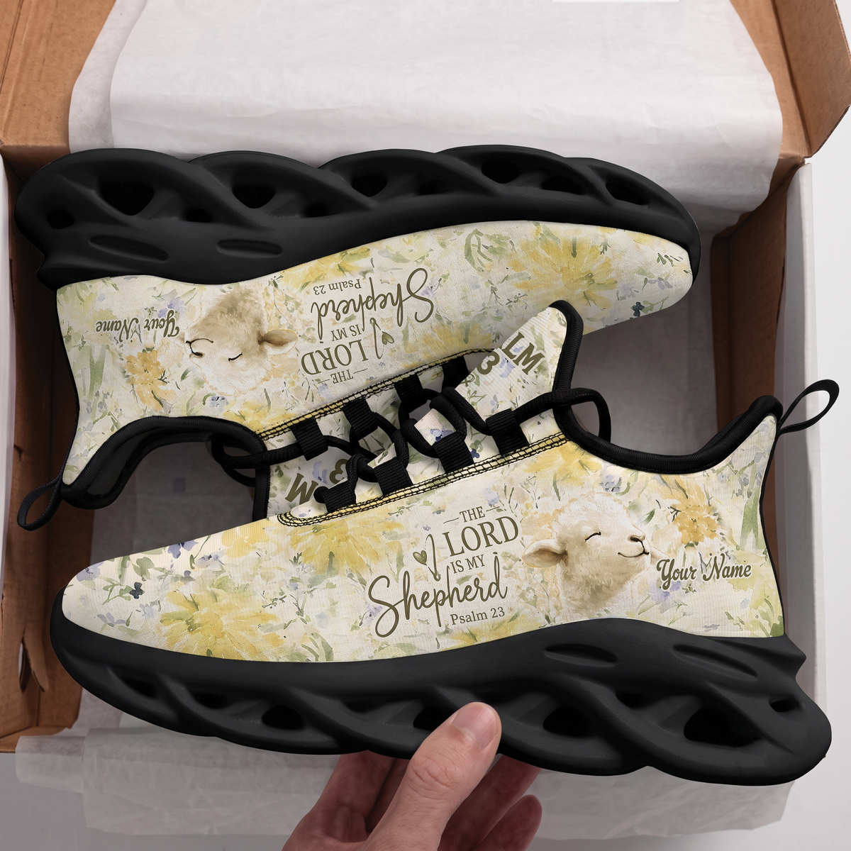 Custom Name The Lord Is My Shepherd Sneakers - Christian Max Soul Shoes