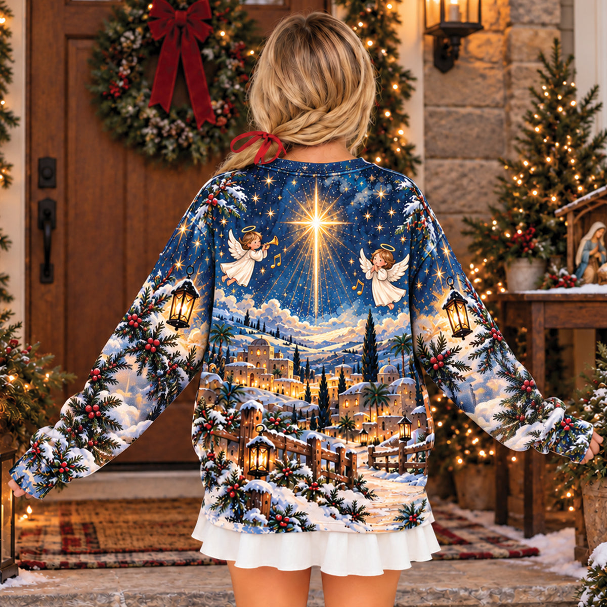Merry Christmas Nativity Scene Jesus Birth Christian All Over Print Shirt