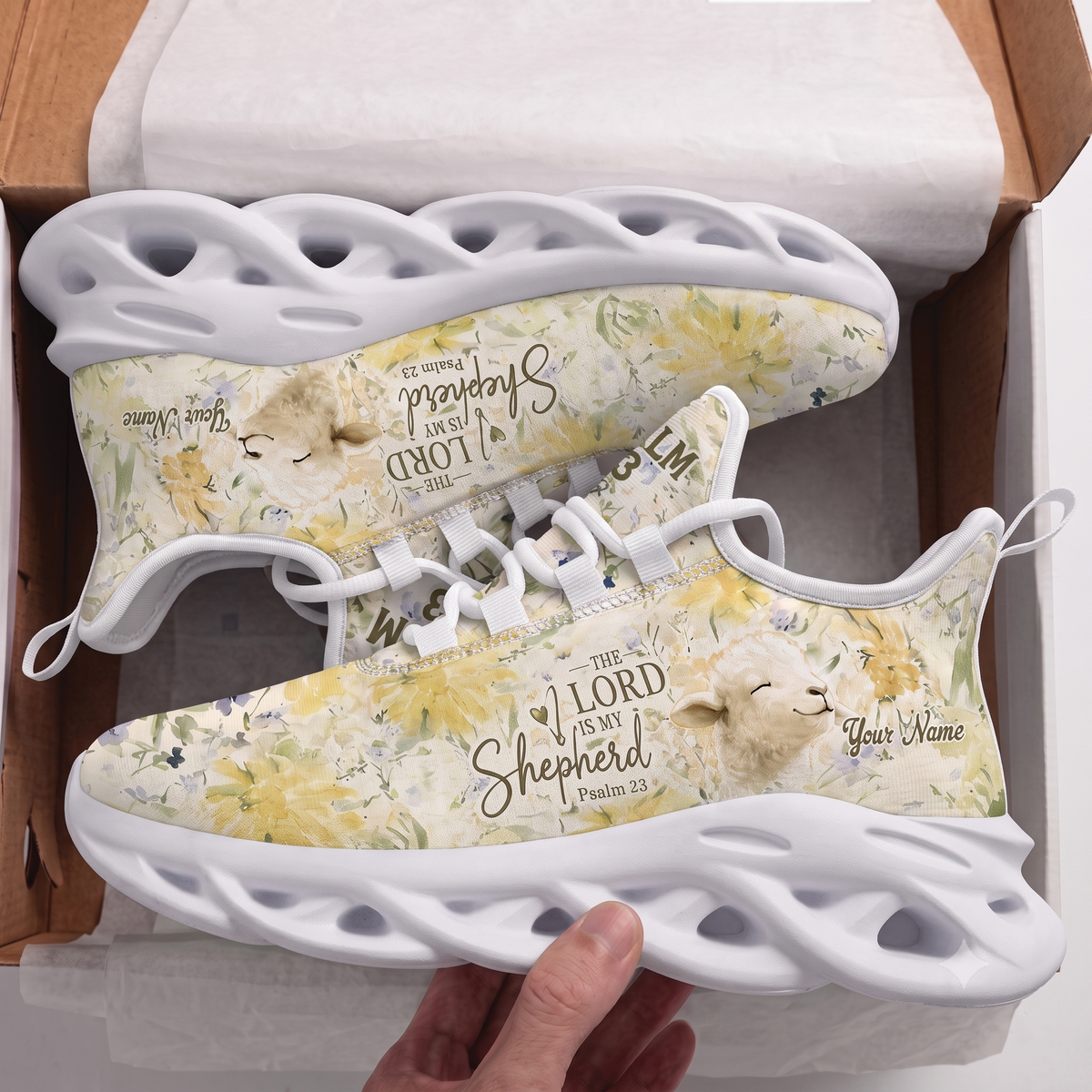 Custom Name The Lord Is My Shepherd Sneakers - Christian Max Soul Shoes