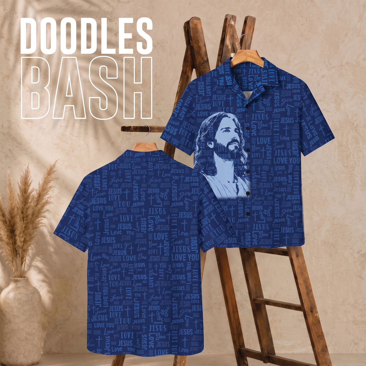 Jesus Love You Christian Hawaiian Shirt - Navy All Over Print