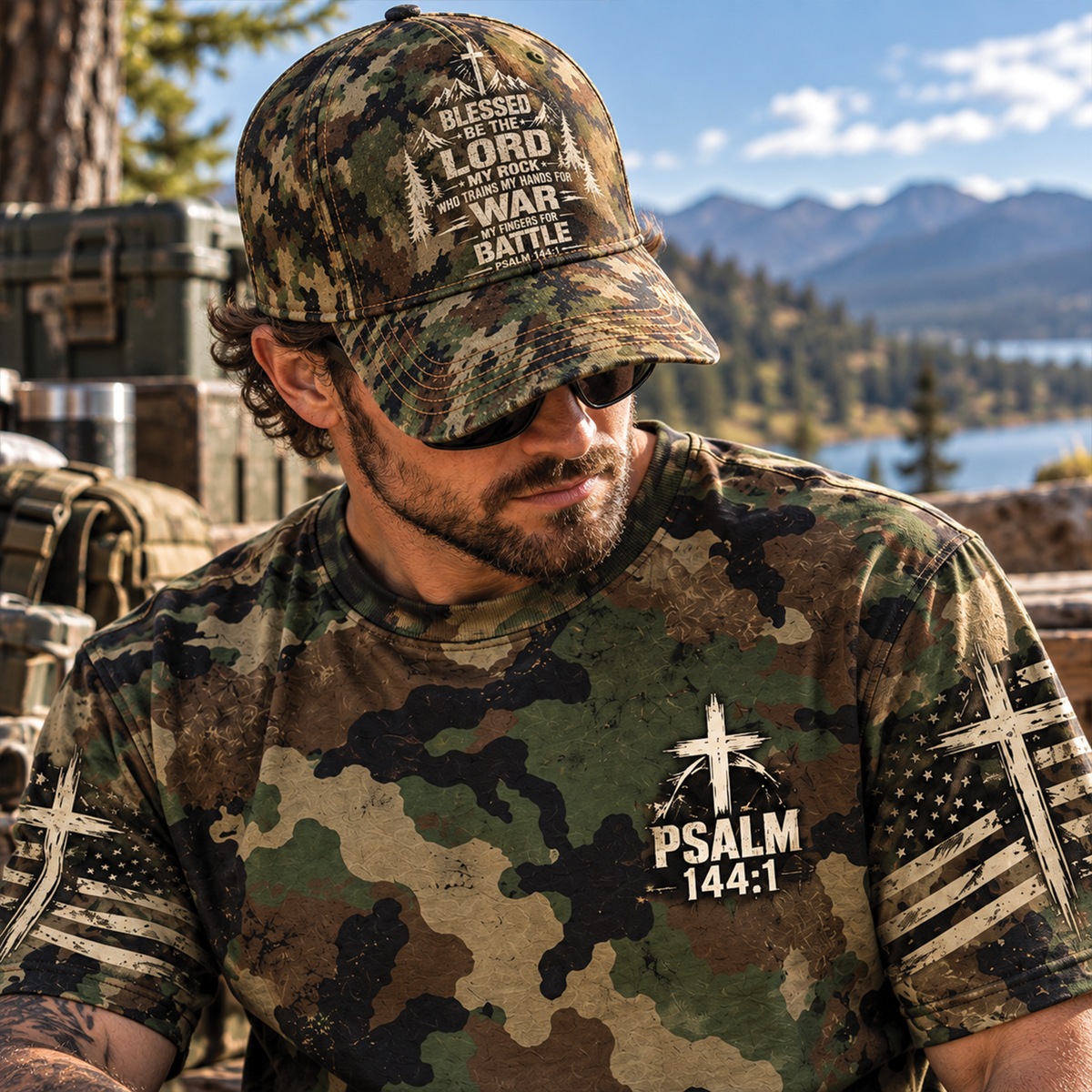 Blessed Be The Lord My Rock Camo Christian T-Shirt, Sweatshirt & Hoodie