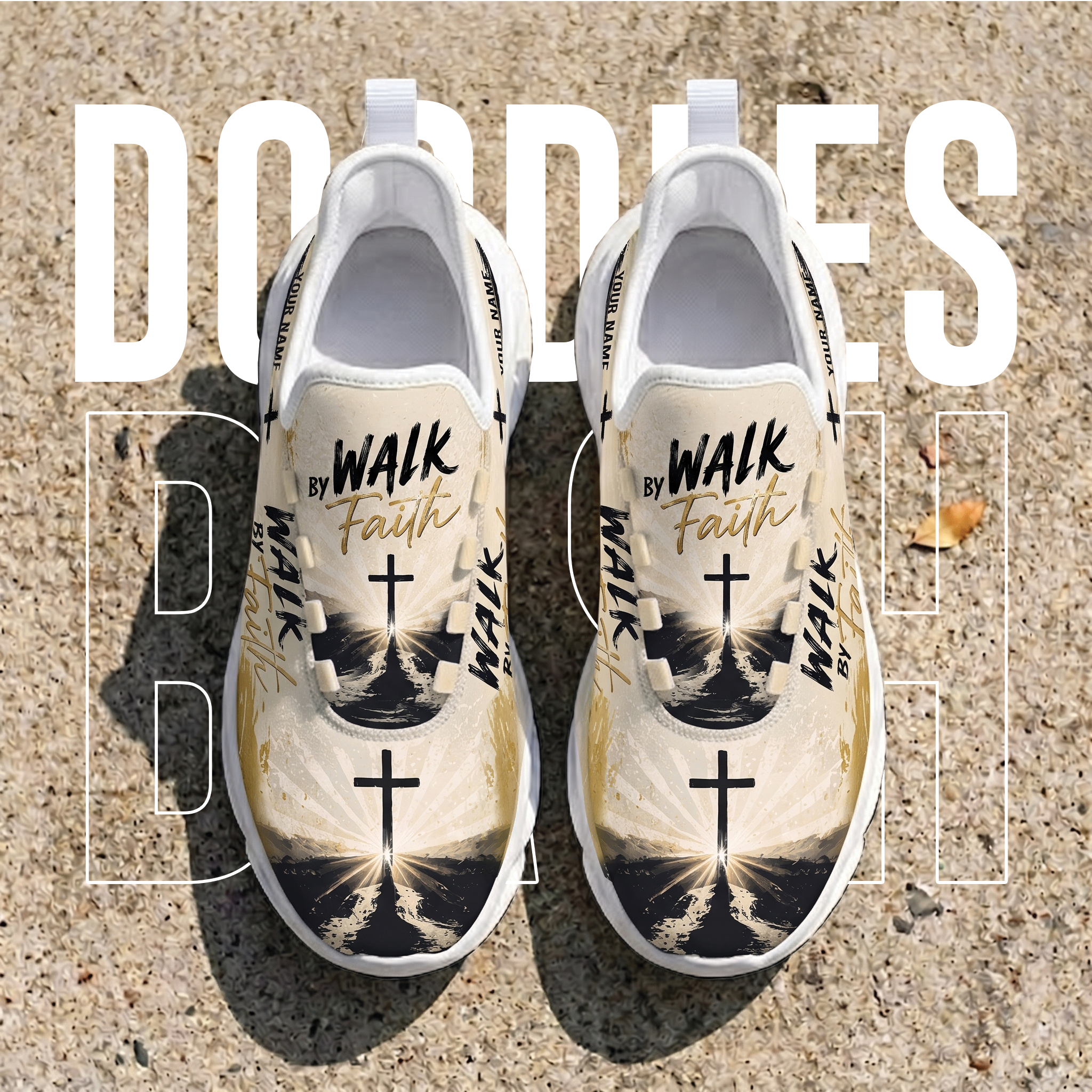 Custom Name Christian Sneakers, Walk by Faith Max Soul Shoes