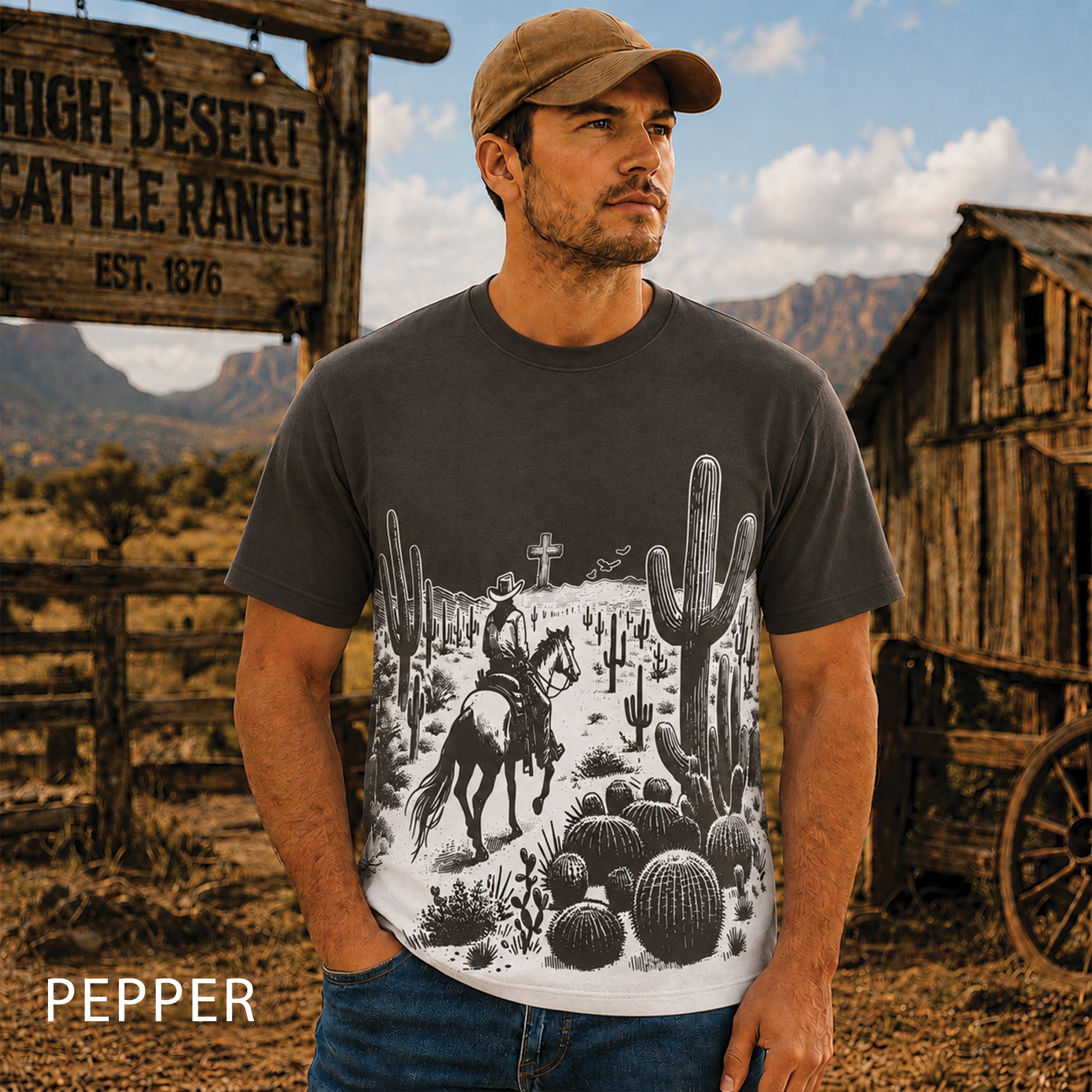 Vintage Western Cowboy All Over Print Shirt, Christian Cowboy Shirt
