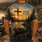Follow Me Fishers of Men Christian All Over Print Shirt, Matthew 4:19 Fishing Shirt