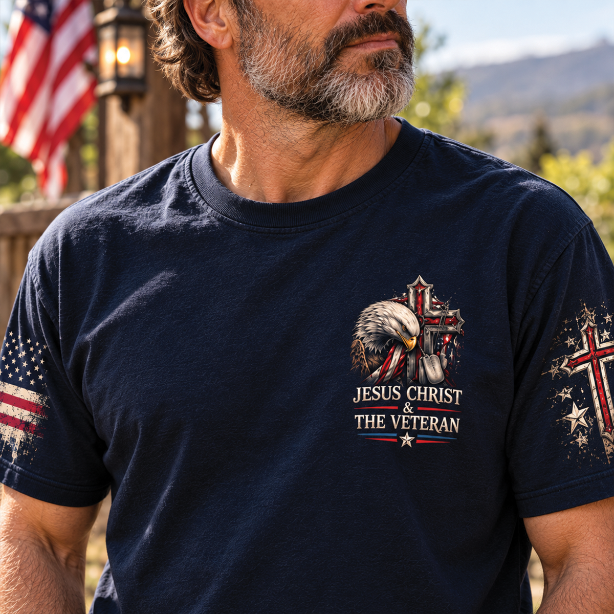 Jesus Christ & The Veteran Christian T-Shirt, Sweatshirt & Hoodie