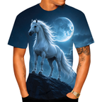 Moonlight White Horse 3D Printed T-Shirt
