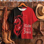 Ride With Jesus All Over Print Shirt, Christian T-Shirt