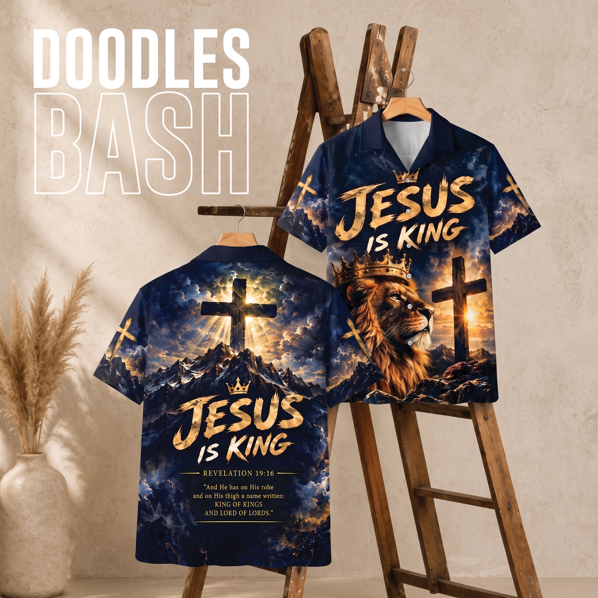 Jesus Is King Hawaiian Shirt - Christian Lion of Judah Shirt