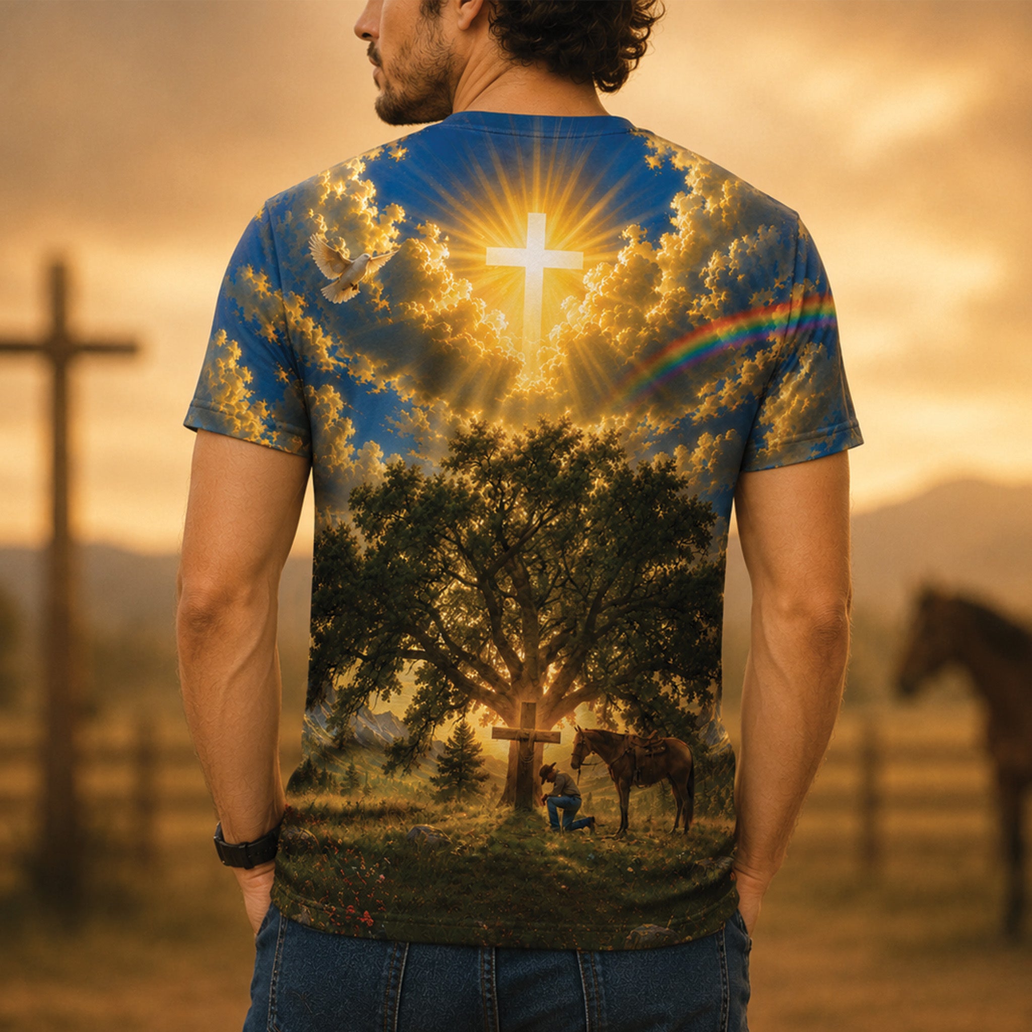 The Cross Is My Compass Christian Faith All-Over Print Shirt