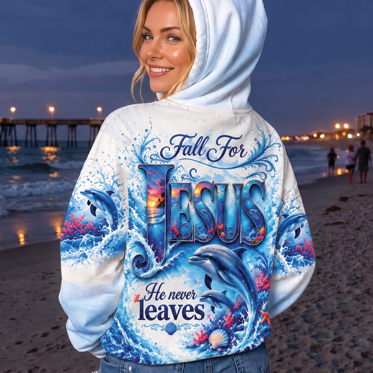Fall for Jesus He Never Leaves Ocean T-Shirt, Sweatshirt & Hoodie