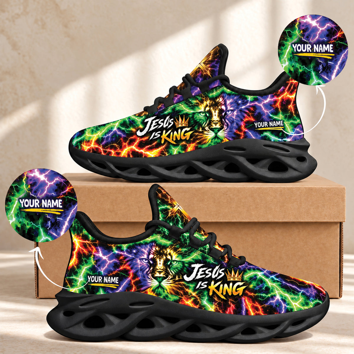 Personalized Jesus Is King Sneakers - Christian Max Soul Shoes