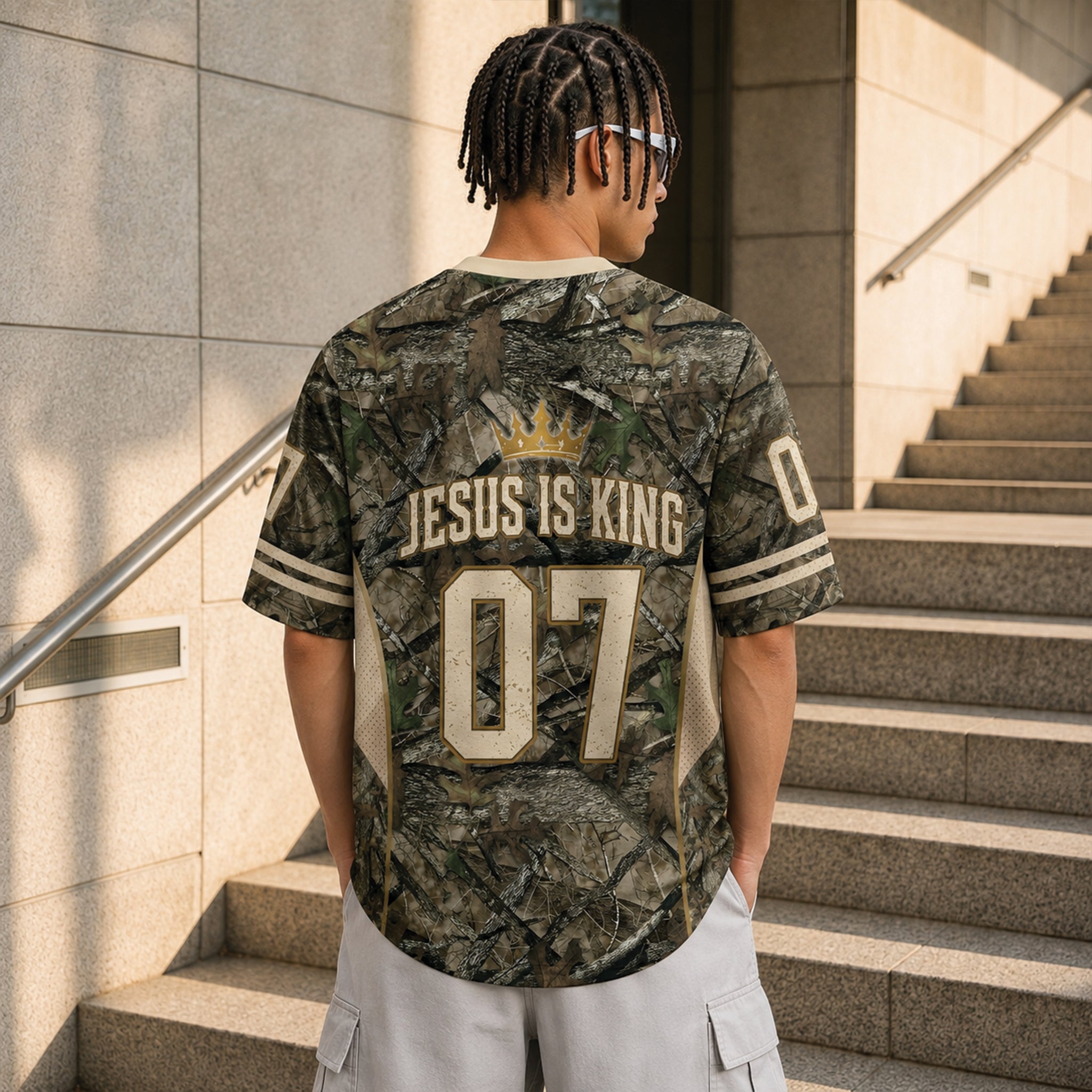 Jesus Is King Christian Football Jersey, Camo Faith Jersey