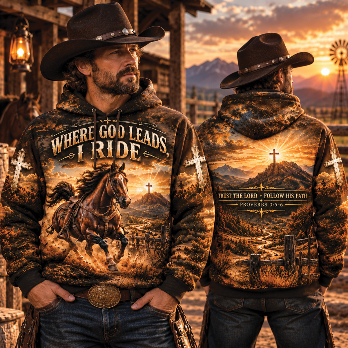 Where God Leads I Ride Christian T-Shirt, Sweatshirt & Hoodie