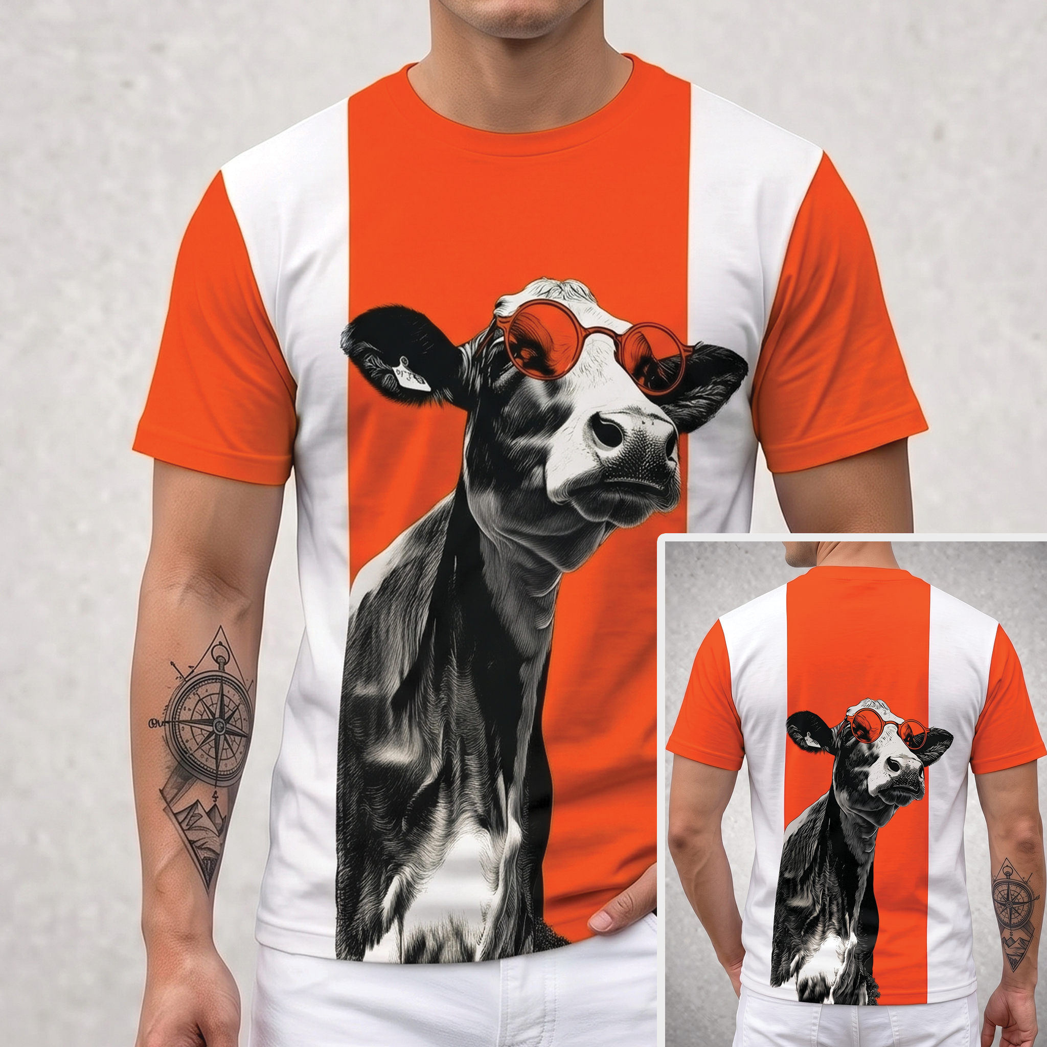 Pop Art Cow with Sunglasses All Over Print Shirt