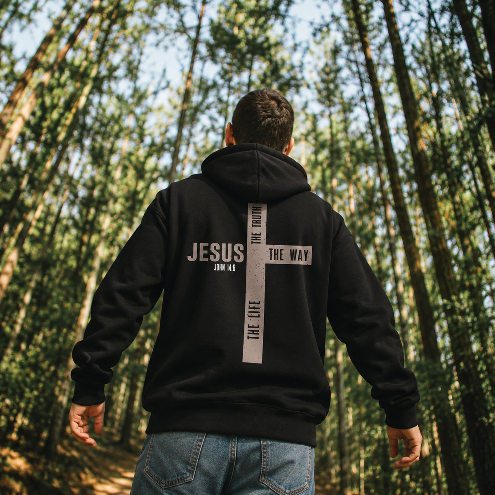 Jesus The Way The Truth The Life Christian Shirt, John 14:6 Cross Hoodie