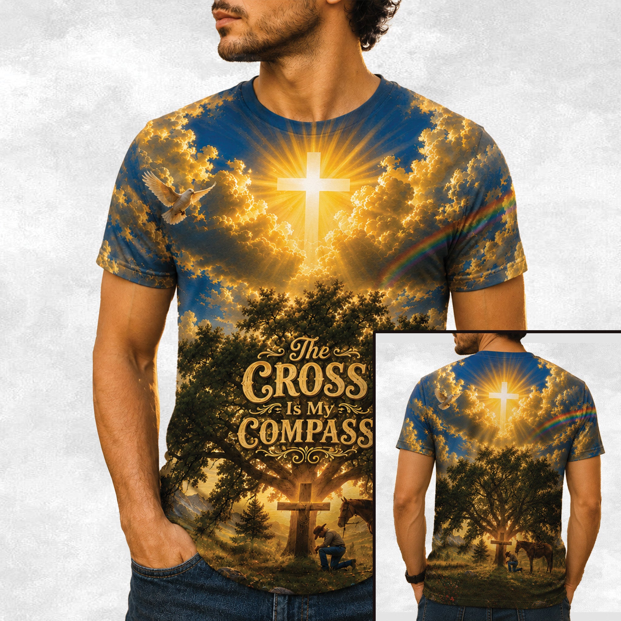 The Cross Is My Compass Christian Faith All-Over Print Shirt