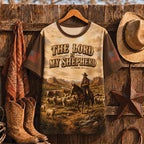 The Lord Is My Shepherd Christian All Over Print Shirt, Psalm 23 Cowboy Veteran Shirt