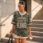 Jesus Is King Christian Football Jersey, Camo Faith Jersey