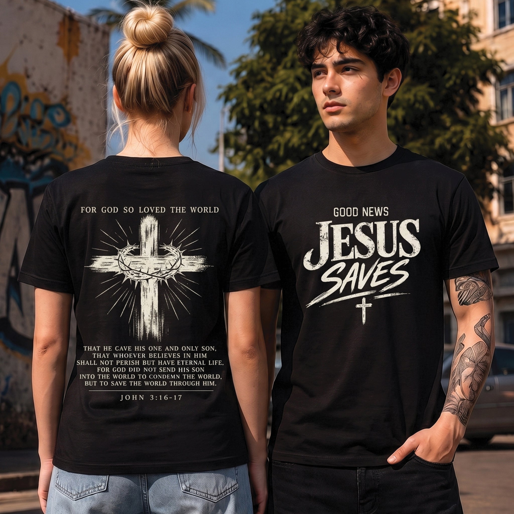 Good News Jesus Saves T-Shirt, Christian Bible Verse Hoodie