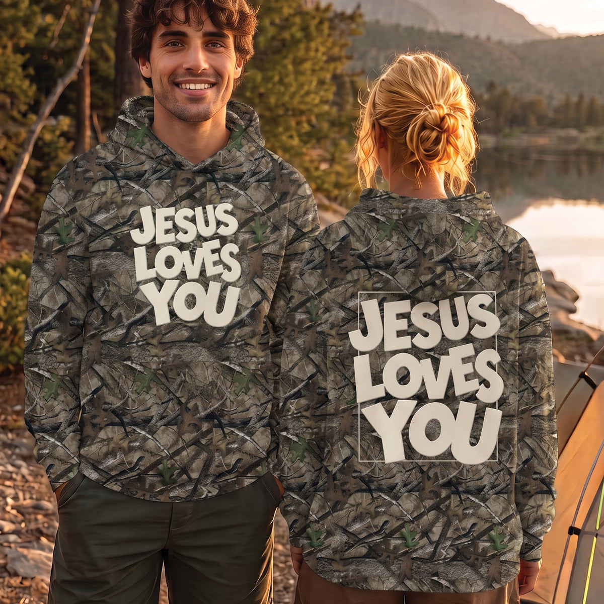 Jesus Loves You Camo Shirt & Hoodie - Christian Streetwear