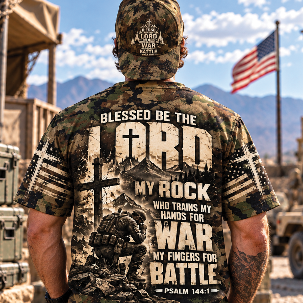 Blessed Be The Lord My Rock Camo Christian T-Shirt, Sweatshirt & Hoodie