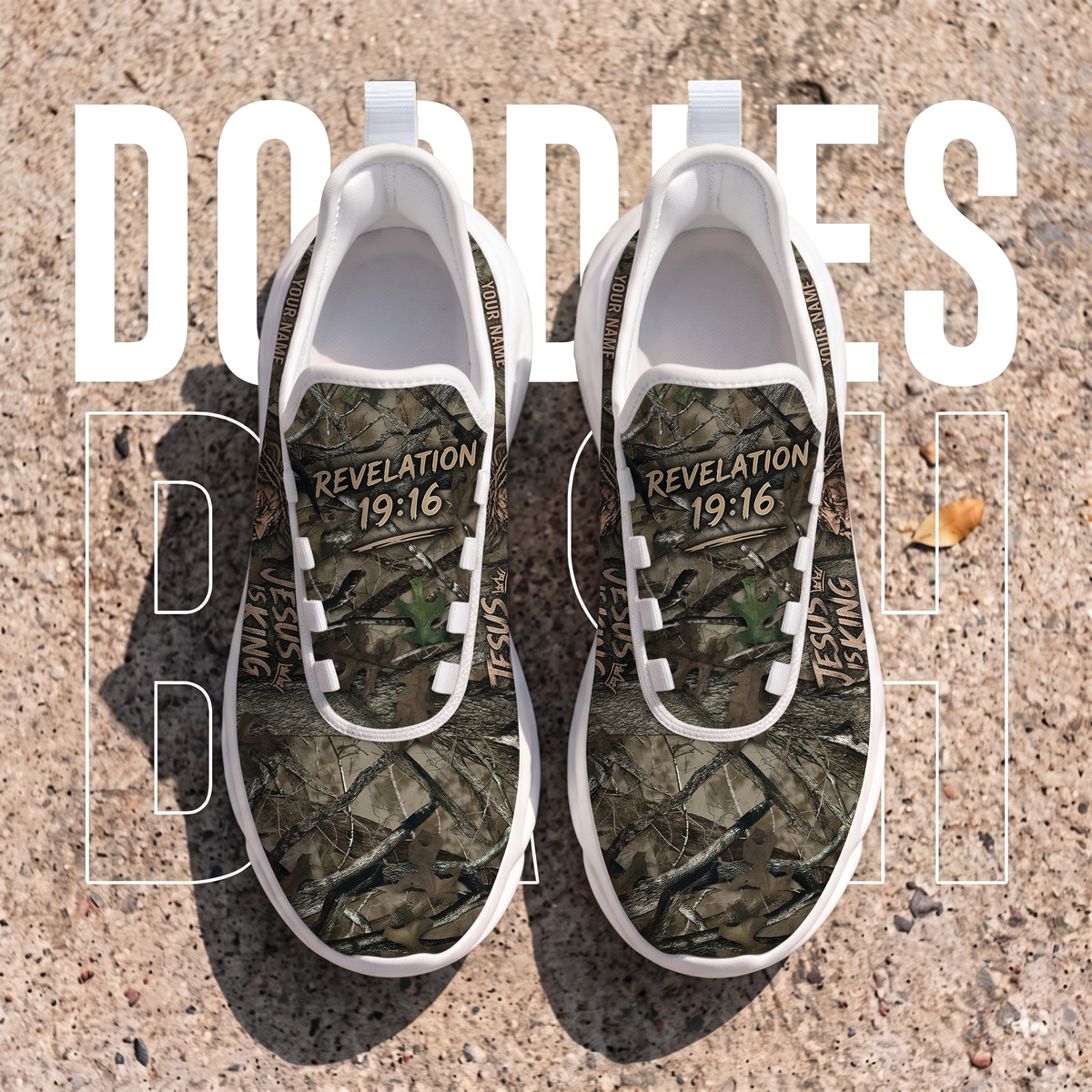 Custom Name Jesus Is King Camo Sneakers - Christian Max Soul Shoes