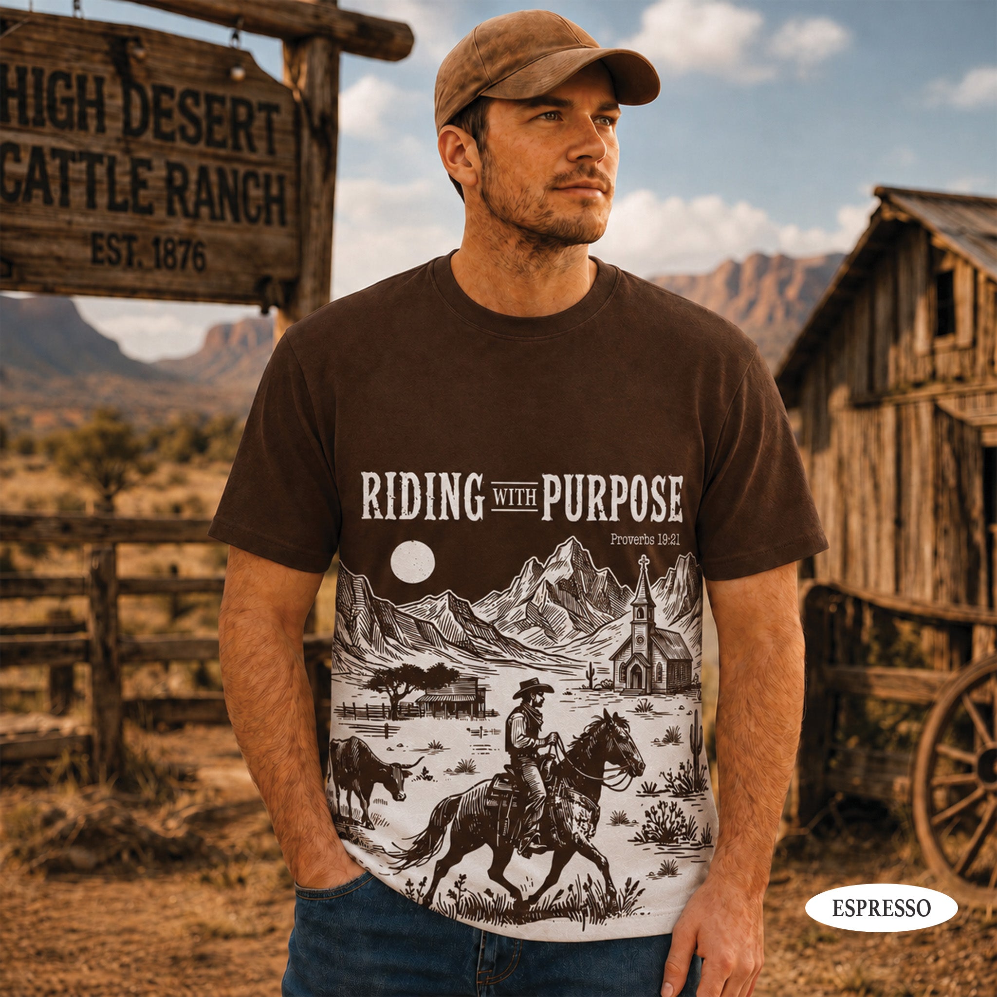 Riding With Purpose Christian All Over Print Shirt, Proverbs 19:21 Cowboy Horse Shirt