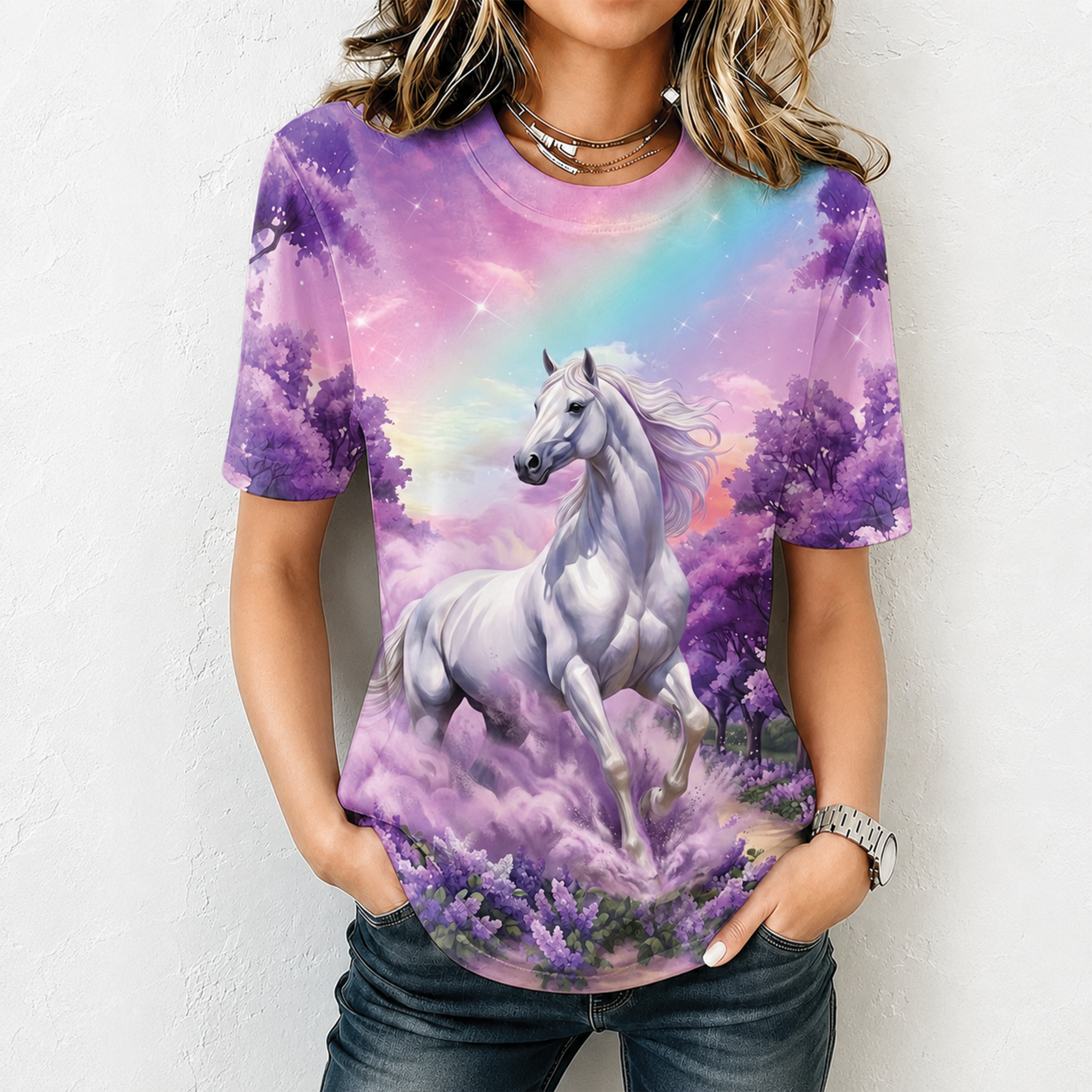Ethereal White Horse All Over Print Shirt