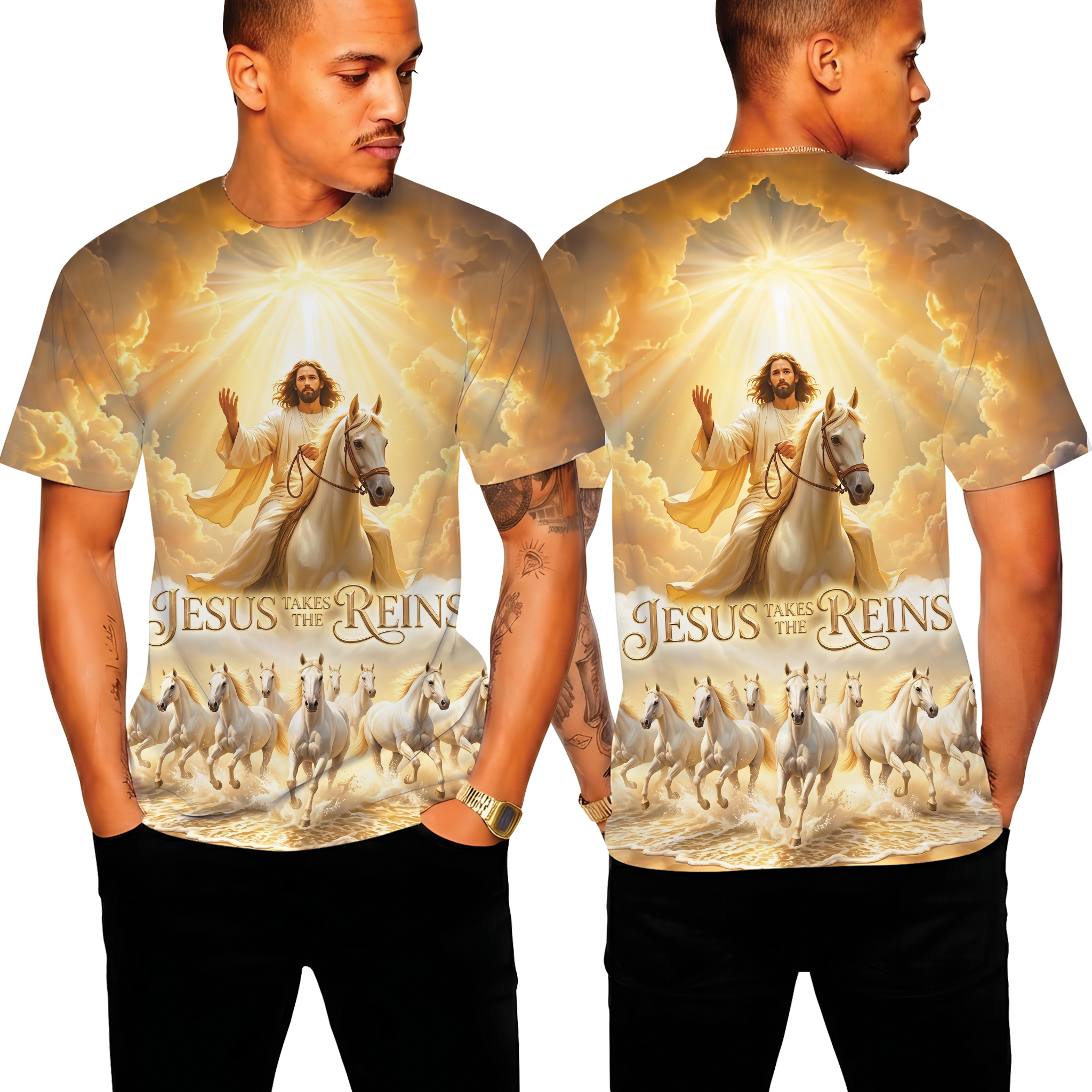 Jesus Takes The Reins Christian All Over Print Shirt