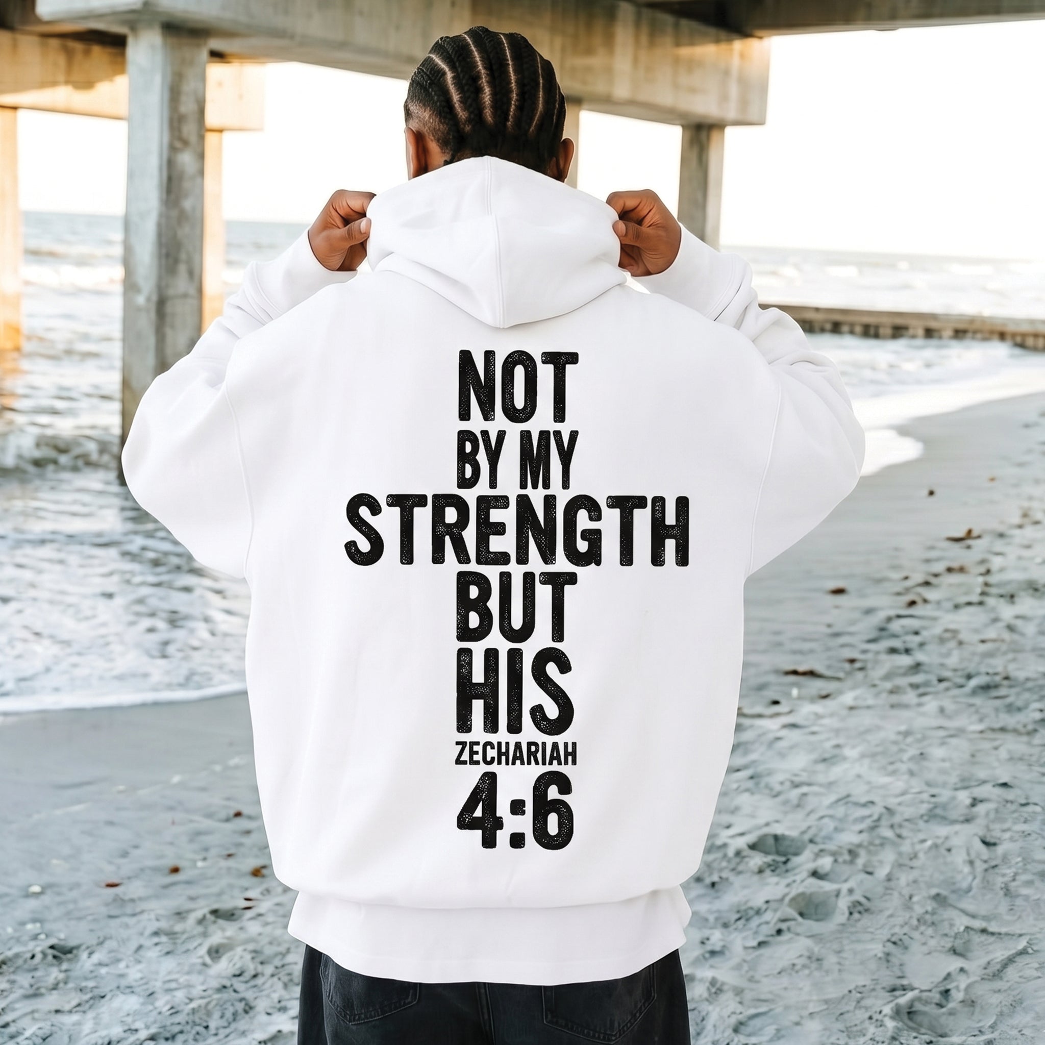 Not By My Strength But His Christian Shirt, Zechariah 4:6 Bible Verse Tee