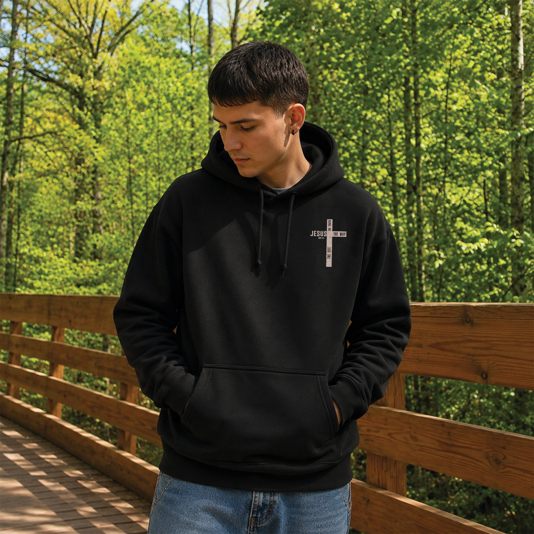 Jesus The Way The Truth The Life Christian Shirt, John 14:6 Cross Hoodie