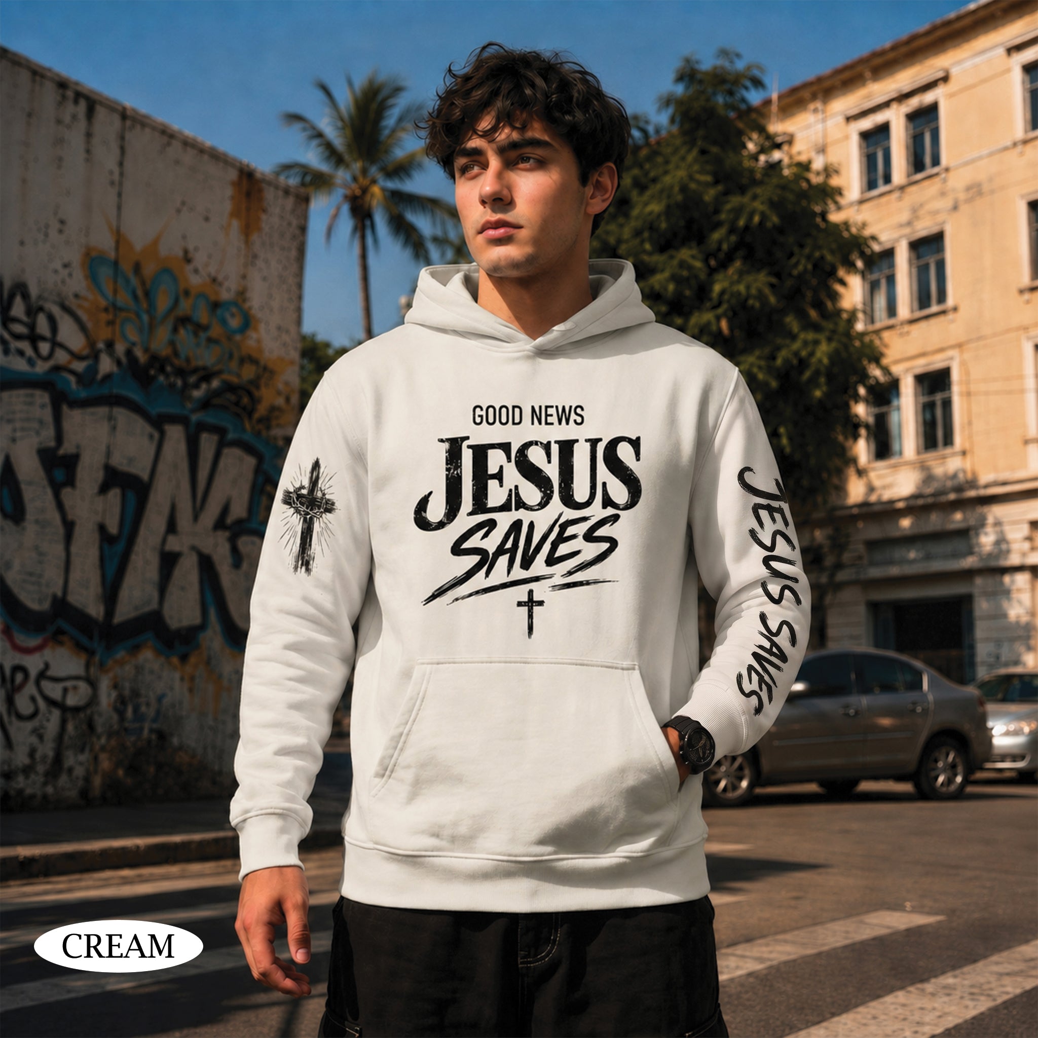 Good News Jesus Saves T-Shirt, Christian Bible Verse Hoodie
