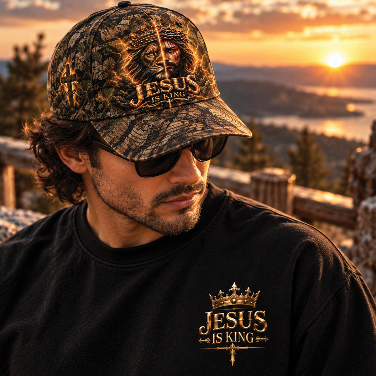 Jesus Is King Lion of Judah Camo Christian Cap