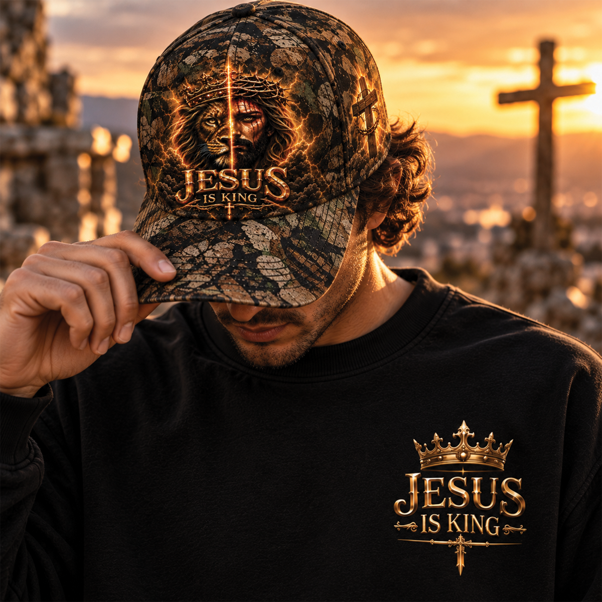 Jesus Is King Lion of Judah Camo Christian Cap