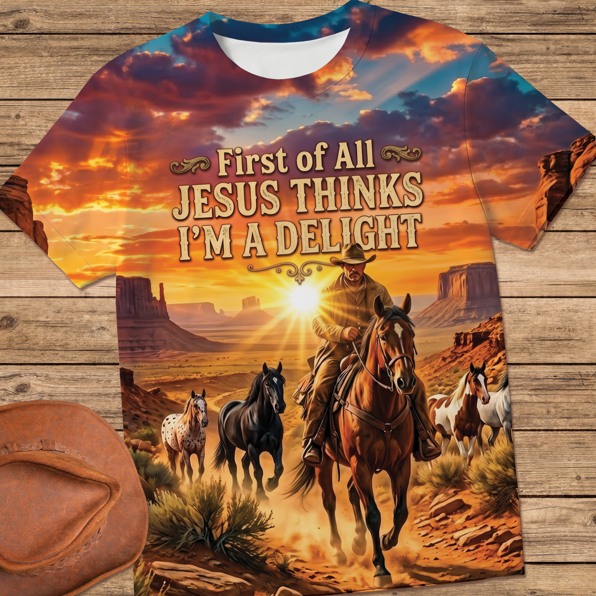 First of all Jesus Thinks I'm a delight All Over Print Shirt, Funny Christian Tee