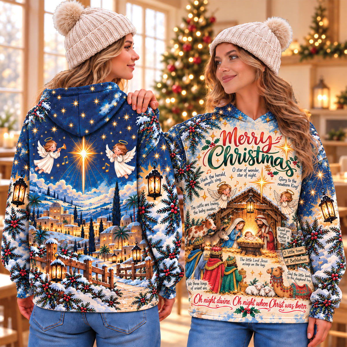 Merry Christmas Nativity Scene Jesus Birth Christian All Over Print Shirt