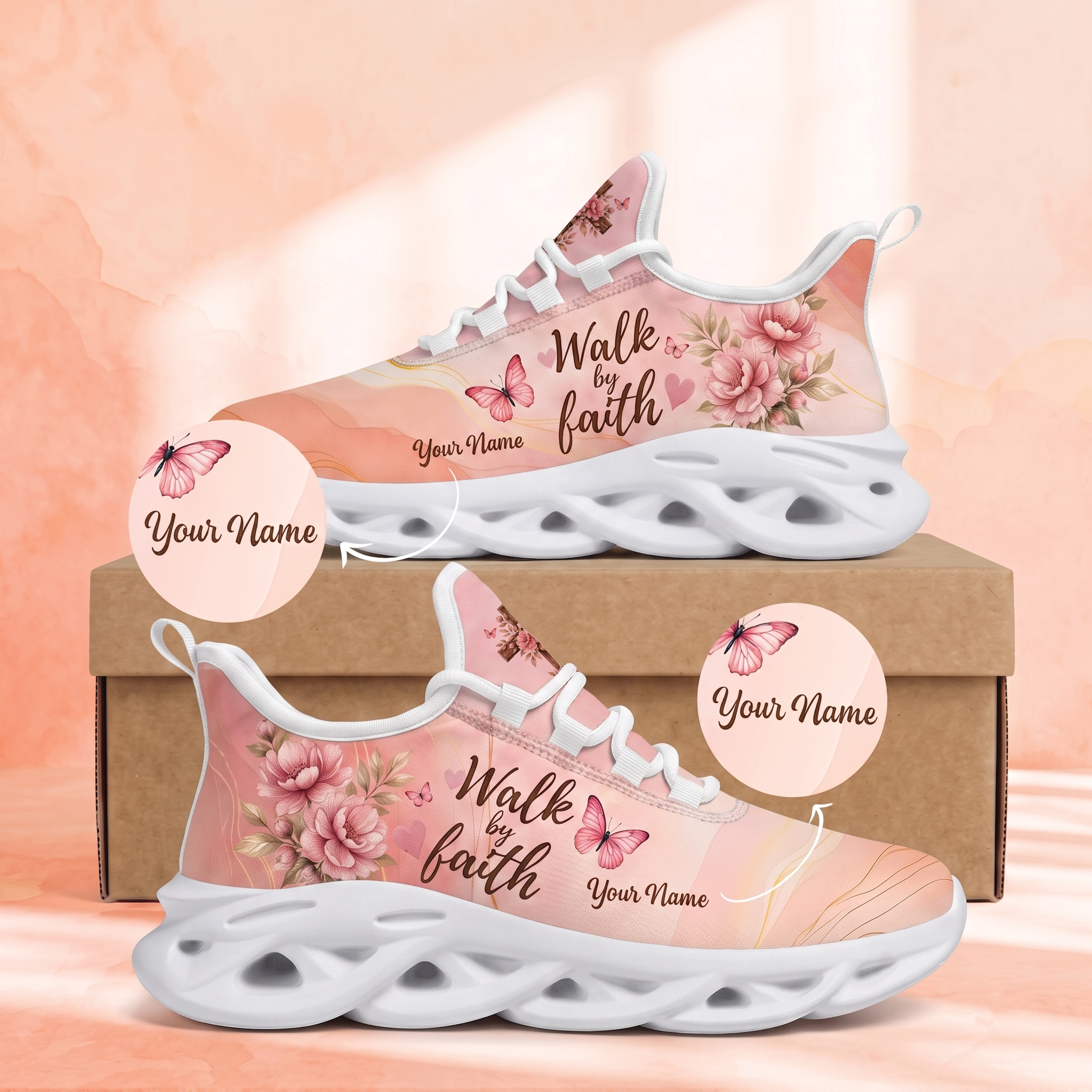 Custom Name Walk by Faith Sneakers, Christian Max Soul Shoes