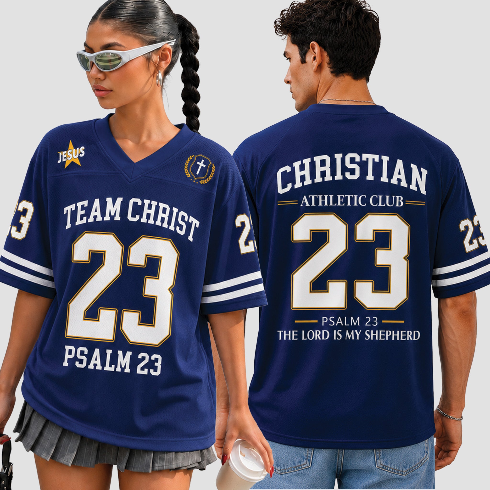Custom Christian Football Jersey, Psalm 23 Bible Verse Shirt