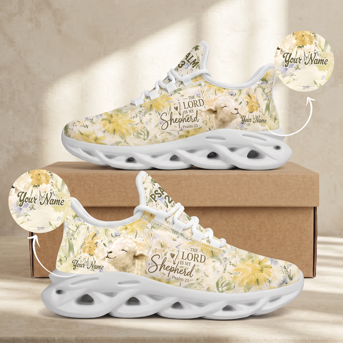 Custom Name The Lord Is My Shepherd Sneakers - Christian Max Soul Shoes