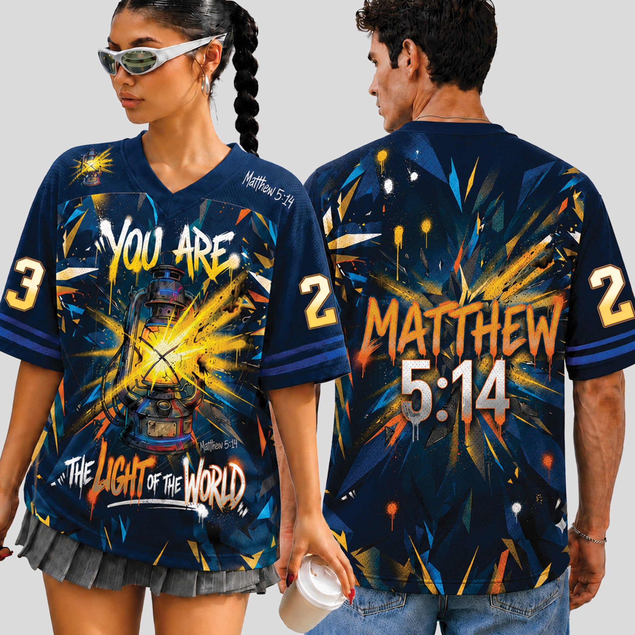 You Are the Light of the World Christian Football Jersey, Matthew 5:14 Bible Verse Shirt