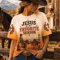 Jesus Is My Favorite Season All Over Print Shirt, Christian Cowgirl Shirt