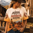 Jesus Is My Favorite Season All Over Print Shirt, Christian Cowgirl Shirt