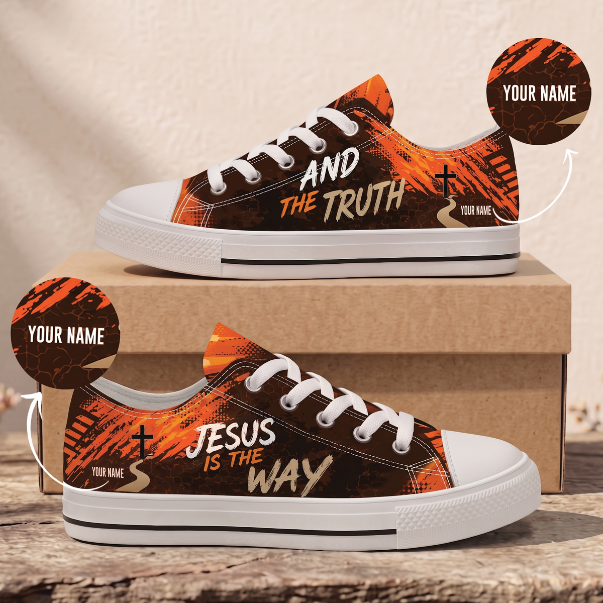 Custom Name Jesus Is The Way and the Truth Christian Canvas Sneakers