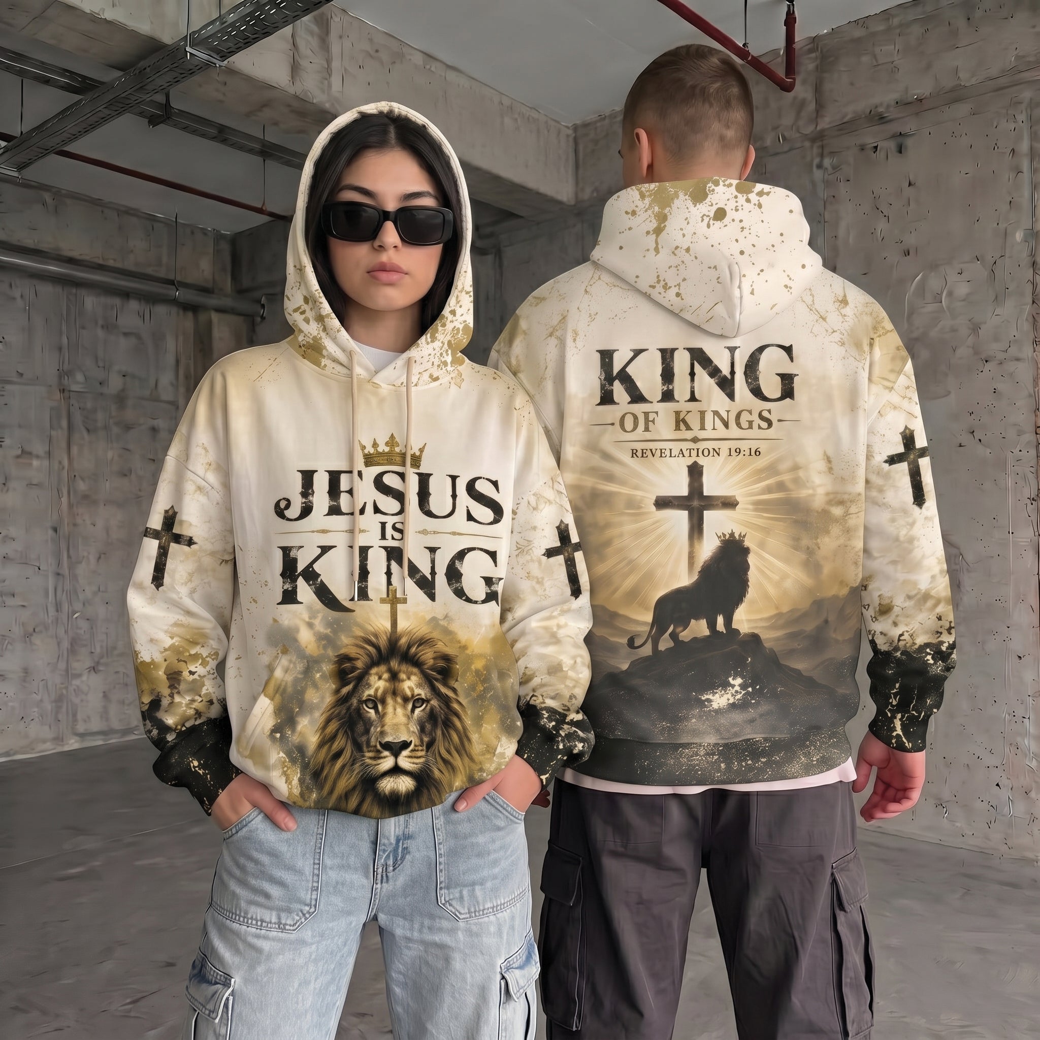 "Jesus Is King" Lion of Judah Unisex Hoodie – Christian Faith Streetwear