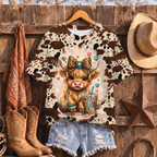 Cute Highland Cow Coffee All Over Print Shirt, Animal Lover Shirt
